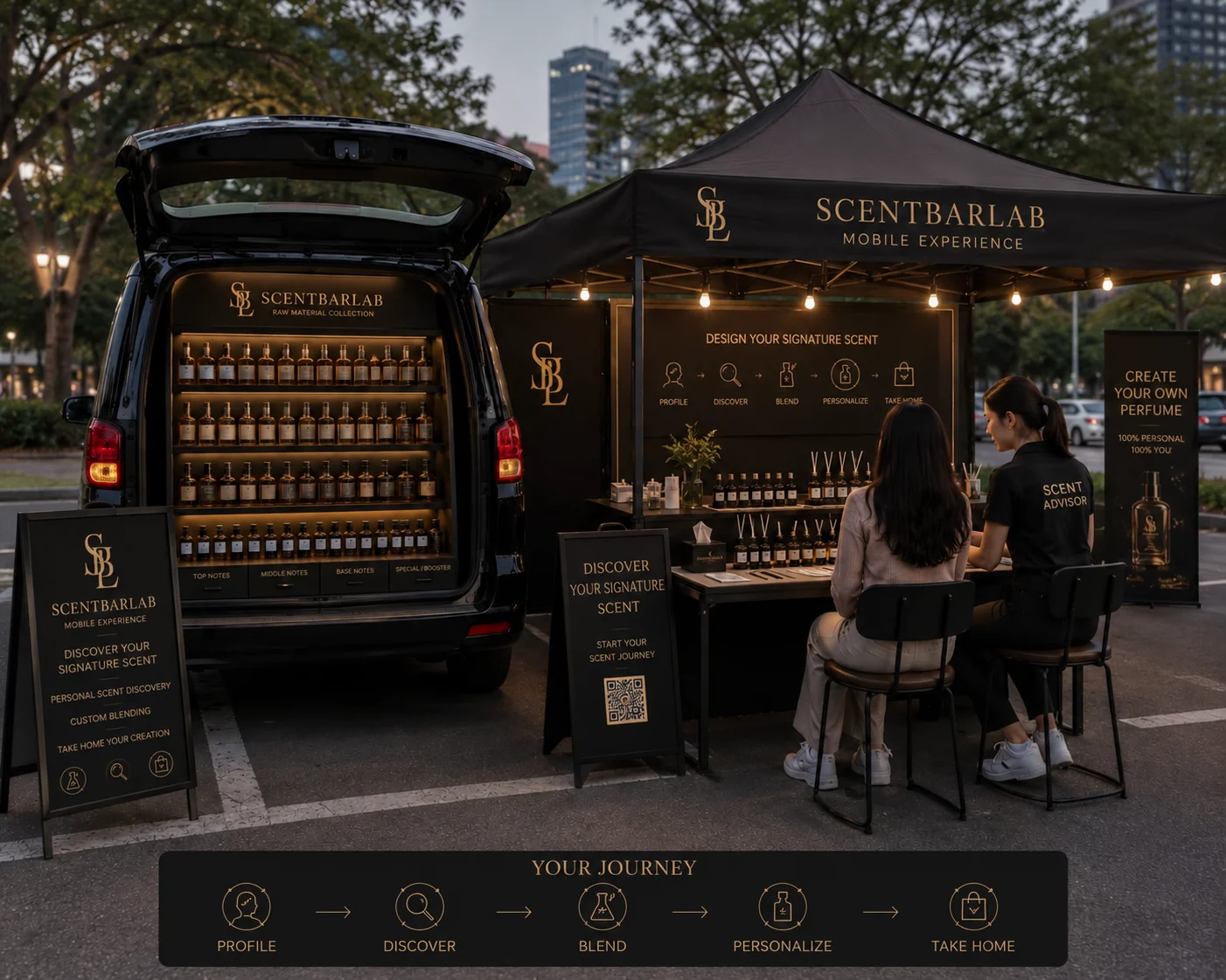 SCENTBARLAB Mobile Experience dengan pesan Discover Your Signature Scent.